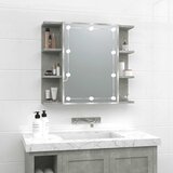 Ormarić s ogledalom i LED svjetlima boja betona 70x16,5x60 cm | shoptok.hr