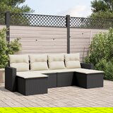 vidaXL 6-dijelni set vrtnih sofa s jastucima crni od poliratana | shoptok.hr