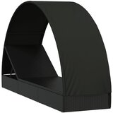 LEŽAJ za sunčanje s krovom crni 211 x 57 x 140 cm poliratan | Eponuda.ba