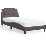 vidaXL Posteljni okvir z LED lučkami siv 100x200 cm umetno usnje | Shoptok.si