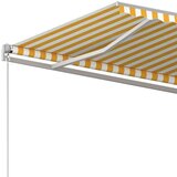 vidaXL Avtomatsko zložljiva tenda s stebrički 5x3 m rumena in bela | Shoptok.si