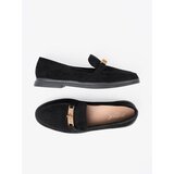 Shelvt Black suede loafers with elegant gold decoration | ePonuda.com