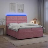  LED okvir za krevet s madracem Ružičasta 200 x 200 cm Baršun | shoptok.hr