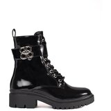 Shelvt Black patent leather boots for women Cene