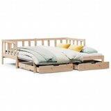 vidaXL Izvlečna dnevna postelja s predali 90x200 cm trdna borovina | Shoptok.si