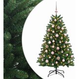  Umjetno božićno drvce srednje zeleno s kuglicama 150 cm - Srednje zelena Ø 80 x 150 cm s 150 LED dioda i ružičastim lopticama | shoptok.hr