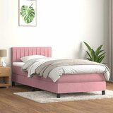 Box Spring krevet s madracem i LED ružičasti 90x220 cm baršunasti | shoptok.hr
