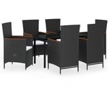  7-dijelni vrtni blagovaonski set s jastucima crni | Eponuda.com