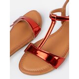 Shelvt Women's red flat sandals | shoptok.hr