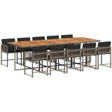 vidaXL 11-dijelni vrtni blagovaonski set s jastucima poliratan sivi | shoptok.hr