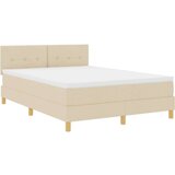  Postelja z Box Spring z vzmetnico in LED Krem 140x200 cm Tkanina, (22080902) | Shoptok.si
