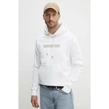 Calvin Klein Bombažen pulover moški, bela barva, s kapuco, K10K113090