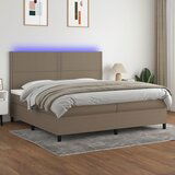 The Living Store Box spring postelja z vzmetnico LED taupe 200x200 cm blago - Box Spring Postelja, (21516817) Cene