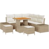  8-dijelni vrtni set za sofa s jastučićima Bež Poli Ratan Akacija dvosed vrtna sofa s jastučićima Bež Poli Ratan Vrtna garnitur | shoptok.hr