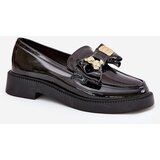 Boto Lacquered moccasins with bow and decorative brooch black Leandriel | shoptok.hr