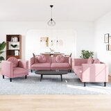  3-dijelni set sofa s jastucima ružičasti baršunasti | shoptok.hr