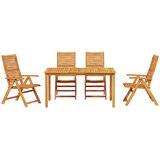  Vrtni set za objed 5 kom. Smeđa Čvrsto drvo akacije 150 x 90 x 75 cm | Shoptok.si