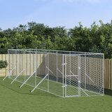 vidaXL Zunanji pasji boks srebrn 2x10x2 m pocinkano jeklo Cene