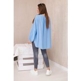 Kesi Viscose blouse with a longer back blue Cene