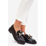 Boto Lacquered moccasins with bow and decorative brooch black Leandriel | shoptok.hr