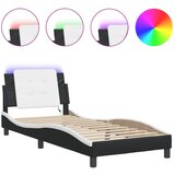 Furnova Posteljni okvir z LED lučkami črn in bel 80x200 cm umetno usnje, (21934465) | Shoptok.si