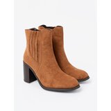Shelvt Caramel ankle boots on a heel made of ecological suede | Shoptok.si