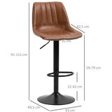  Set od 2 barske stolice u retro stilu s osloncem za noge podesiva visina 43 cm x 49 5 cm x 111 cm | shoptok.hr