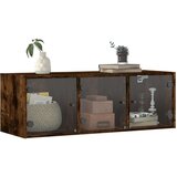 vidaXL Stenska omarica s steklenimi vrati dimljen hrast 102x37x35 cm | Shoptok.si