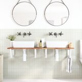  Zidna polica za umivaonik od čelika i masivnog bagremovog drva Smeđa 120 x 50 x 2 cm | shoptok.hr