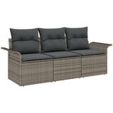 vidaXL 3-delni Vrtni Kavč Set z Blazinami Siva Poli Ratan | Shoptok.si