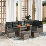 vidaXL 10-delni vrtni set kavča z blazinami siva poli ratan akacija | Shoptok.si