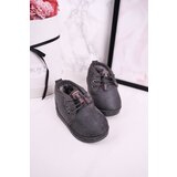 Boto Children's Lace-up Snow Boots Insulated With Fur Grey Hunter | Shoptok.si