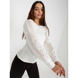 Fashion Hunters White ribbed formal blouse with decorative sleeves by OCH BELLA Cene