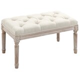  Tapecirani tabure tapecirana klupa podnožje navlaka od drveta i tkanine s imitacijom lana 80D x 40Š x 43V cm krem ​​bijela Cijene
