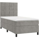 Box spring postelja z vzmetnico svetlo siv 90x190 cm žamet, (20791086) | Shoptok.si