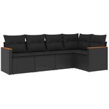  5-dijelna vrtna garnitura od poliratana s jastucima crna 62 x 62 x 69 cm | Shoptok.si