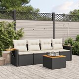 Maison Chic Seti vrtnega pohištva - Vrtna garnitura - Vrtni pohištvo set 5-delna z blazinami črn poli ratan, (21815588) | Shoptok.si