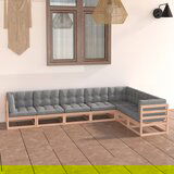 The Living Store Vrtna sedežna garnitura 7-delna z blazinami trdna borovina - Vrtna Sedežna Garnitura, (21424381) Cene