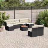 vidaXL 10-dijelni set vrtnih sofa s jastucima crni od poliratana | shoptok.hr