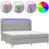  box spring s madracem LED svjetlosivi 200x200 cm tkanina | shoptok.hr
