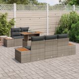 vidaXL set od 6 komada vrtne sofe s jastučićima siva poli ratan | shoptok.hr