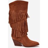 Boto Insulated Cowboy Boots Women's With Fringes Camel Brivina | shoptok.hr
