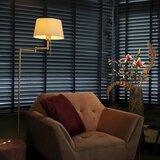 QAZQA Klasična talna svetilka bronasta z nastavljivim belim senčilom - Ladas Fix | Shoptok.si