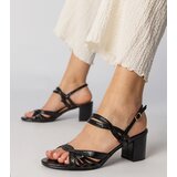  Black women's block heel sandals Melfi Cene