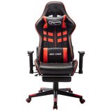 vidaXL Gaming stol z oporo za noge črno in rdeče umetno usnje | Shoptok.si