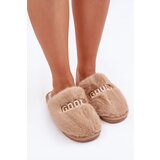  Ladies Slippers With Fur And Text Brown Kalelia Cene