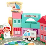 ECO TOYS edukativne drvene kocke city sa podlogom 121 kom