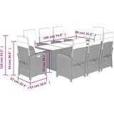  9-dijelni vrtni blagovaonski set s jastucima crni od poliratana | shoptok.hr