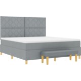  Postelja s pomladnim vzmetenjem z ležiščem in klopjo Svetlo siva 180x200 cm Tkanina, (22083742) | Shoptok.si