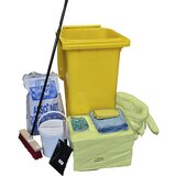 eurokraft basic Komplet za ukrepanje ob razlitju, v posodi iz umetne mase, rumene barve, za kemikalije | Shoptok.si